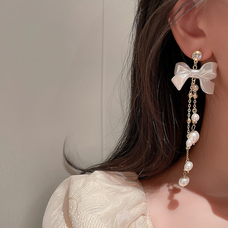

DREJEW Stud Earrings With Pearls 2021 Women Jewelry Woman Accesories Earings Fashion Jewelry Earring Pearl Korean Long Luxury