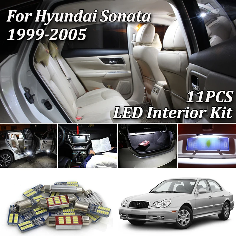 

11Pcs White Canbus Error Free led interior light Package Kit For Hyundai Sonata 1999-2001 2002 2003 2004 2005 led interior light