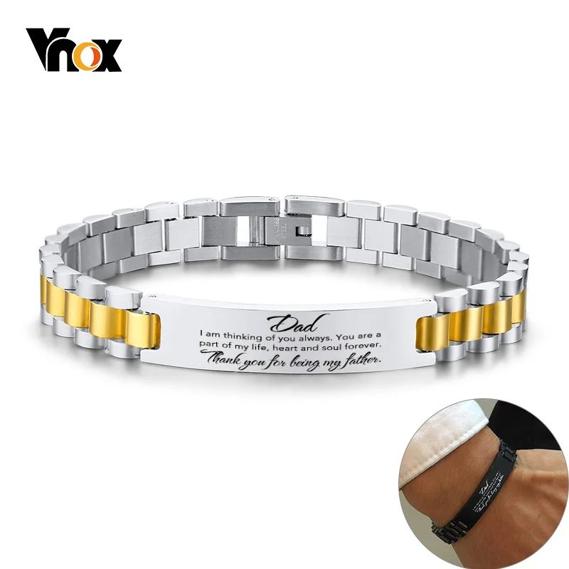 Мужские браслеты Vnox на заказ глянцевая цепочка из нержавеющей стали с