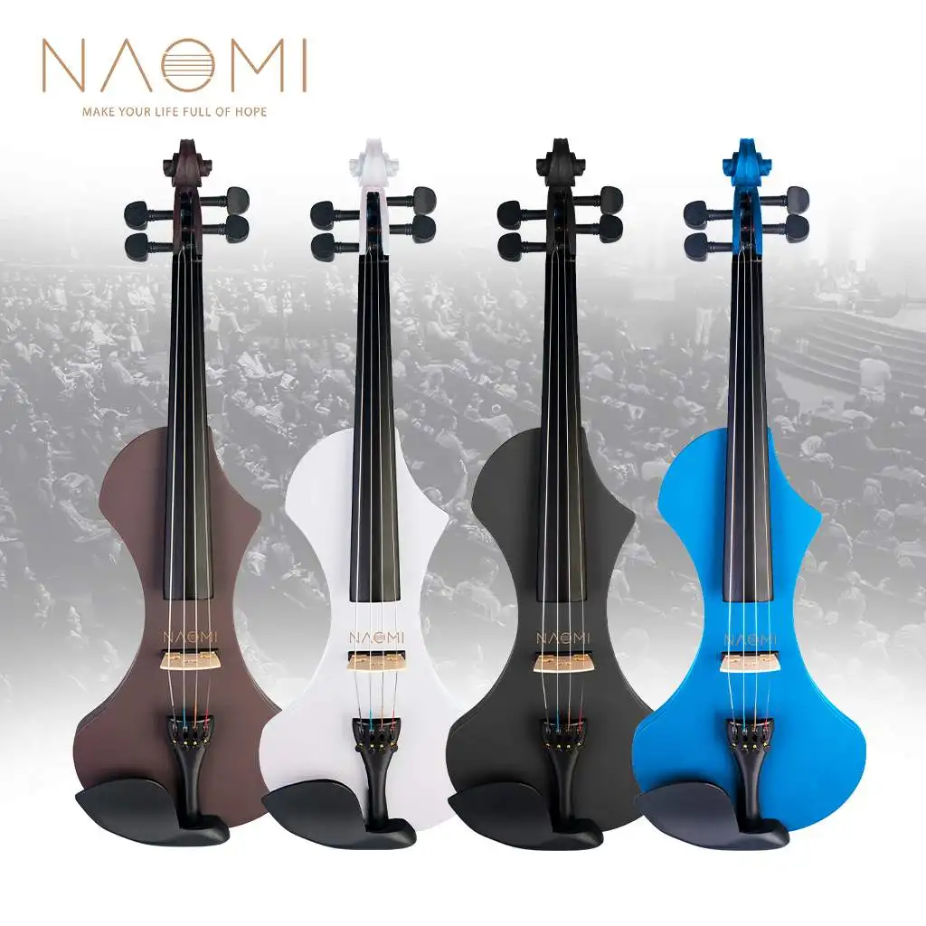 

NAOMI 4/4 Electric Violin Fiddle 9V Handcarved Solidwood Violino 4/4 Musical Instruments With Case Bow Cable For Beginner