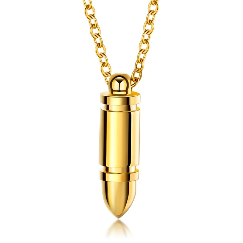 V.Ya Customized Punk Bullet Pendant For Men Stainless Steel Engraved Name Necklaces Male Unique Gift Dropshipping 3 Colors |