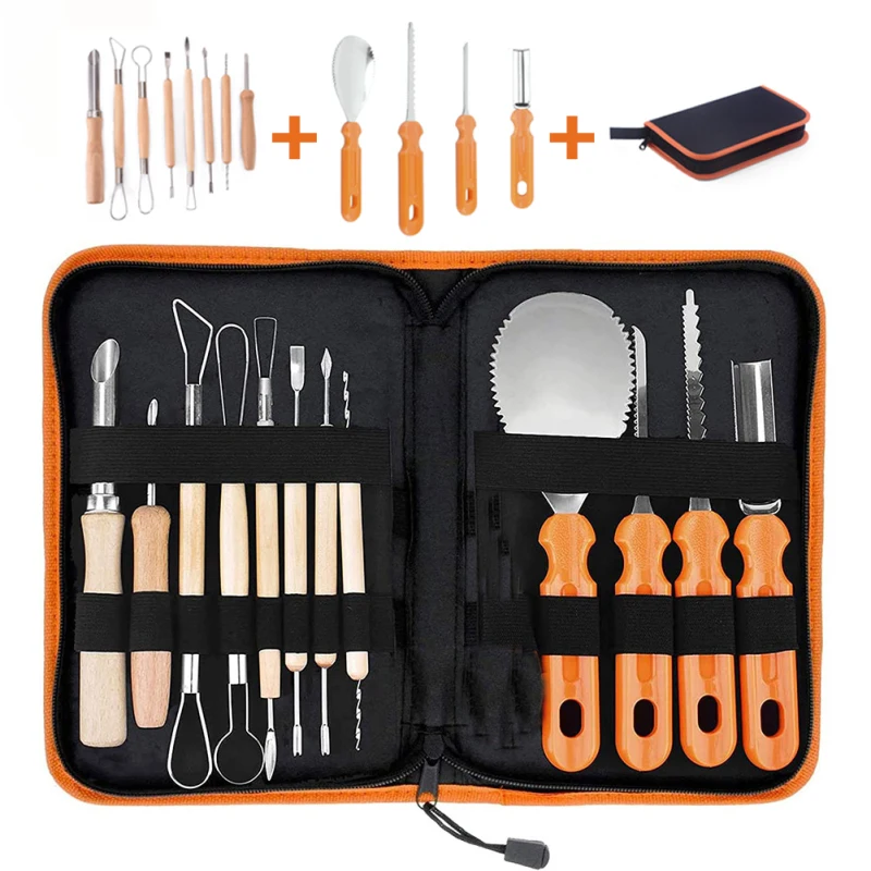 

Pumpkin Carving Tools Kit Halloween Kids Adults Stainless Steel Carving Tool Pumpkin Decor Cutting Engraving With Carrying Case
