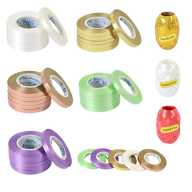 6 шт 5 мм * 10 м шар лента Лазер Рулон белый золотистый воздушный шарик в строку