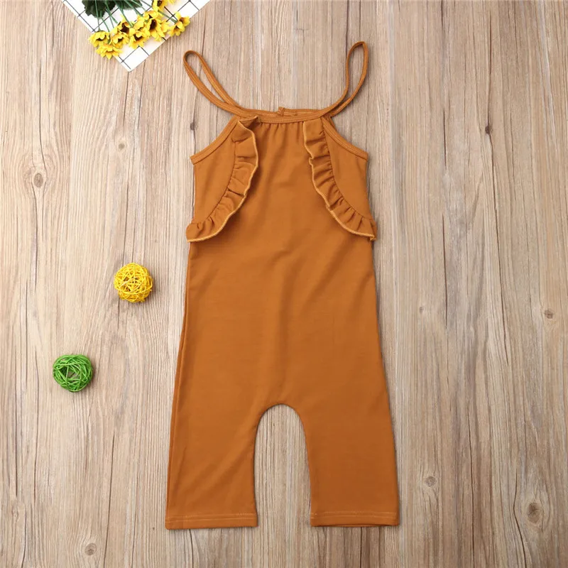 Летний детский комбинезон без рукавов для маленьких девочек хлопковый одежда От
