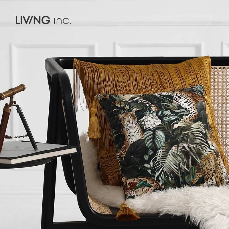 Темно-зеленый чехол для подушки с леопардовой вышивкой винтажная Вельветовая