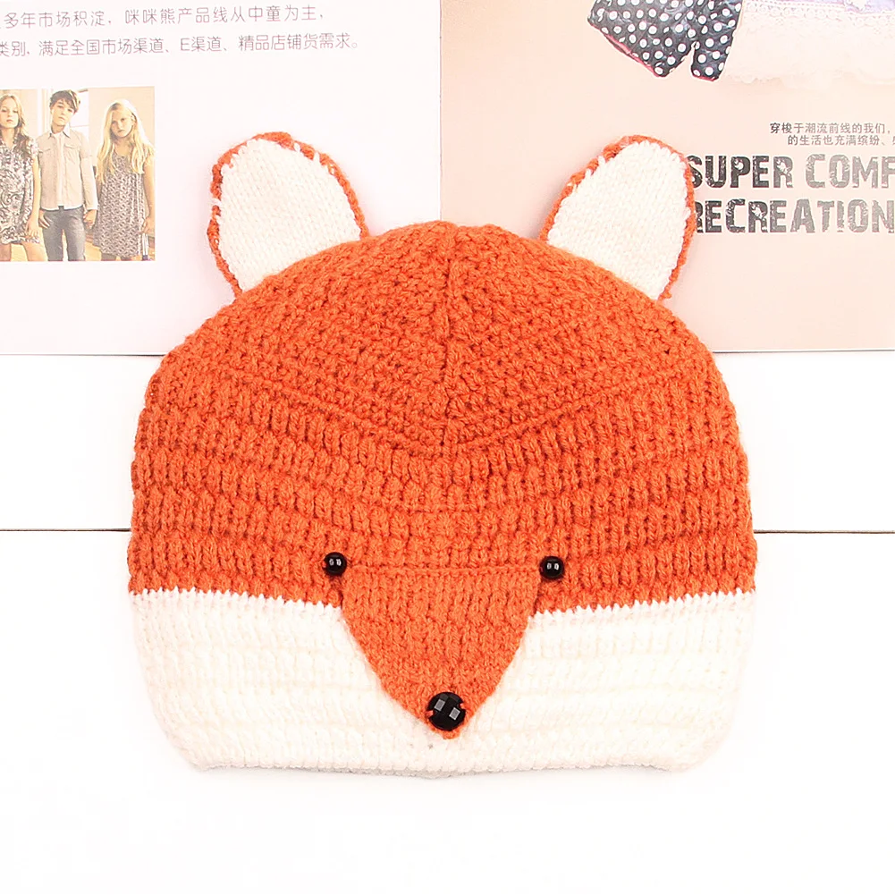 Шапка для новорожденных с рисунком лисы зимняя шапочка маленьких девочек и