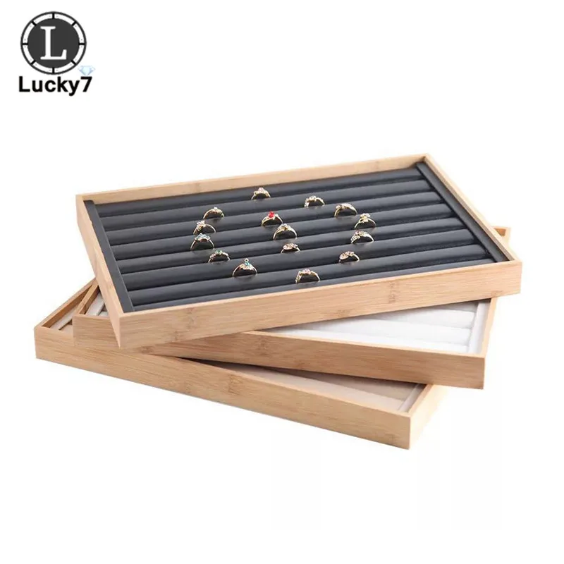 

New Bamboo Wood Jewelry Tray Ring Display Tray Storage Jewelry Rack Display Props For Jewelry Ring Earrings Bracelet Pendant