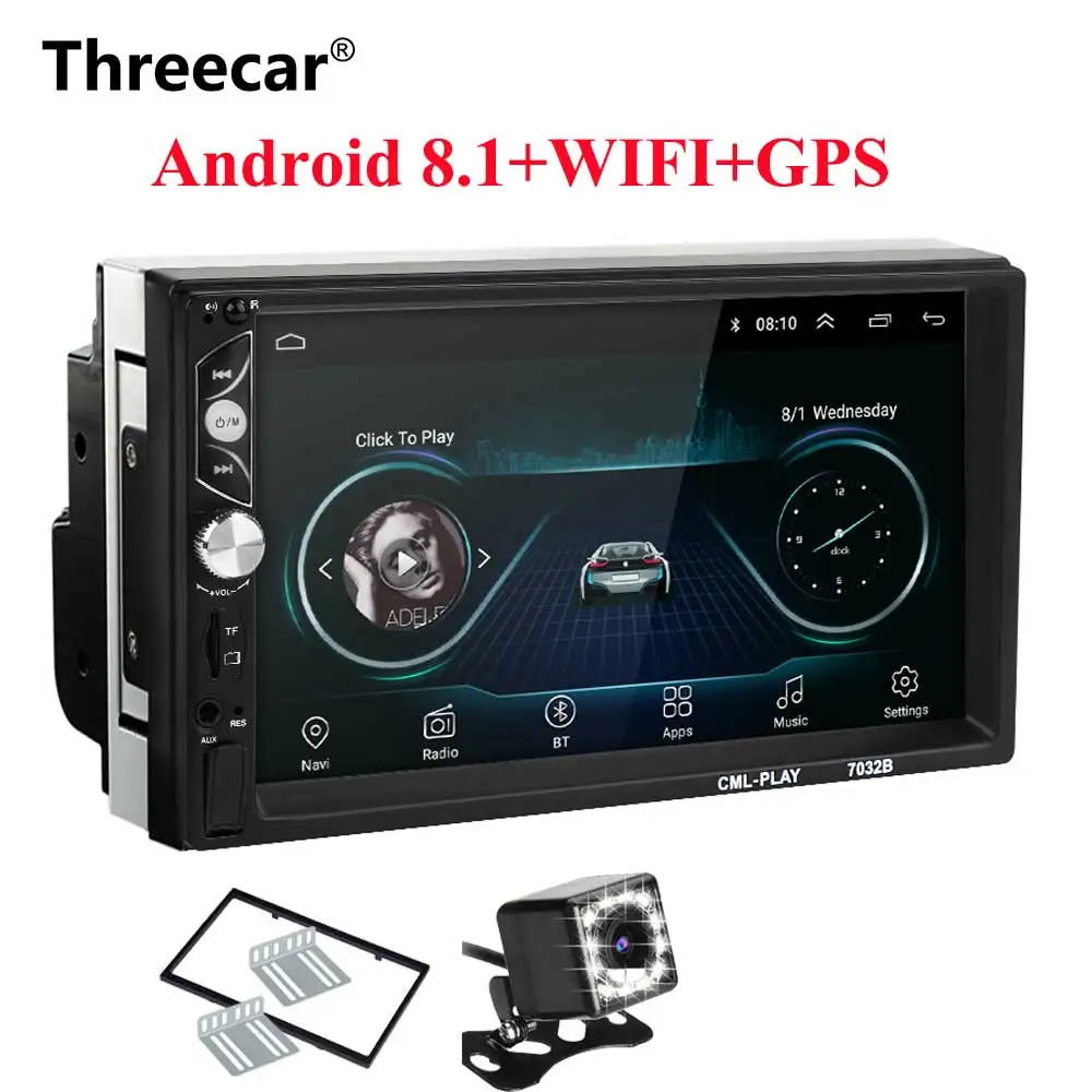 2 Din Android 8,1 автомобильный Радио Универсальный 7 дюймов HD сенсорный gps навигация Wifi Bluetooth Авторадио MirrorLink Мультимедиа DVD плеер - Цвет: frame