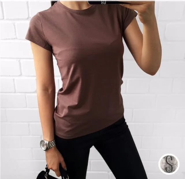 Высокое качество, 18 цветов, S-3XL, простая футболка для женщин, хлопок, эластичная Базовая футболка, женские повседневные топы, короткий рукав, футболка для женщин 002