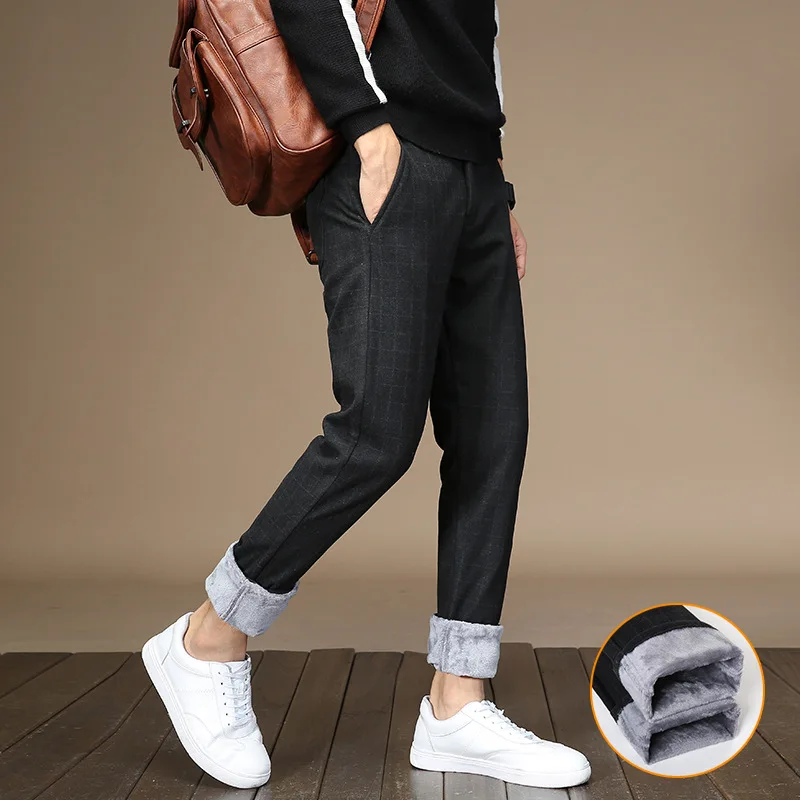 Брендовые мужские Зимние флисовые пушистые утепленные повседневные брюки