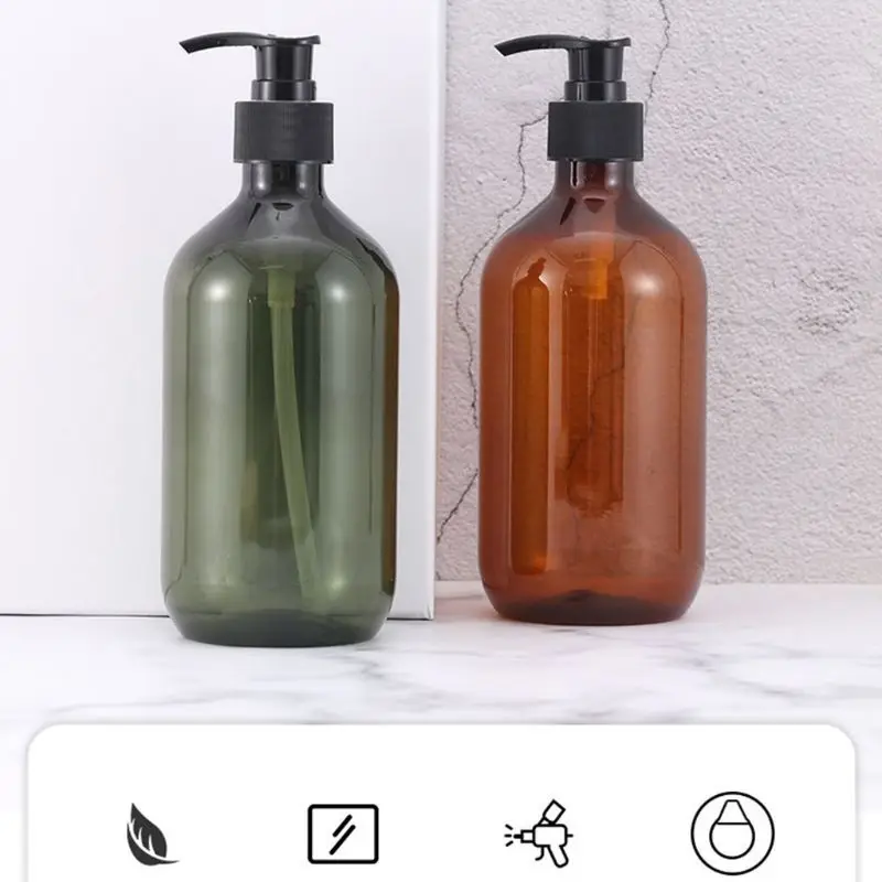 500 мл ПЭТ многоразовая пустая бутылка пресс-насос шампунь лосьон мыло Макияж