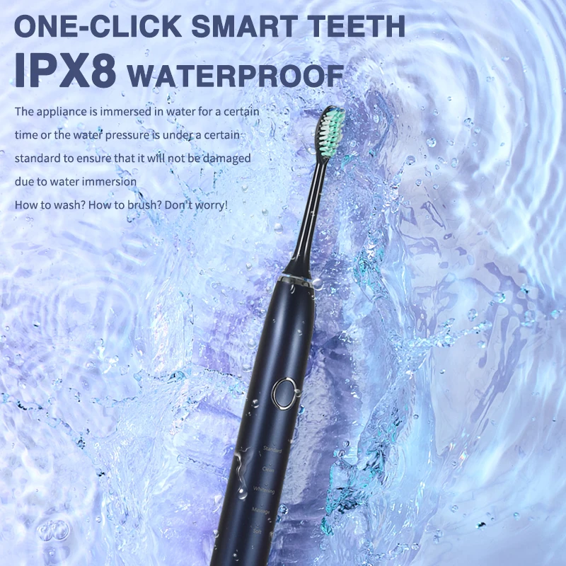 Boyakang Sonic Electric Tooth Brush Rechargeable 5 Cleaning Modes 6 Replaceable Heads USB Charging  Dupont Bristles  BYK25