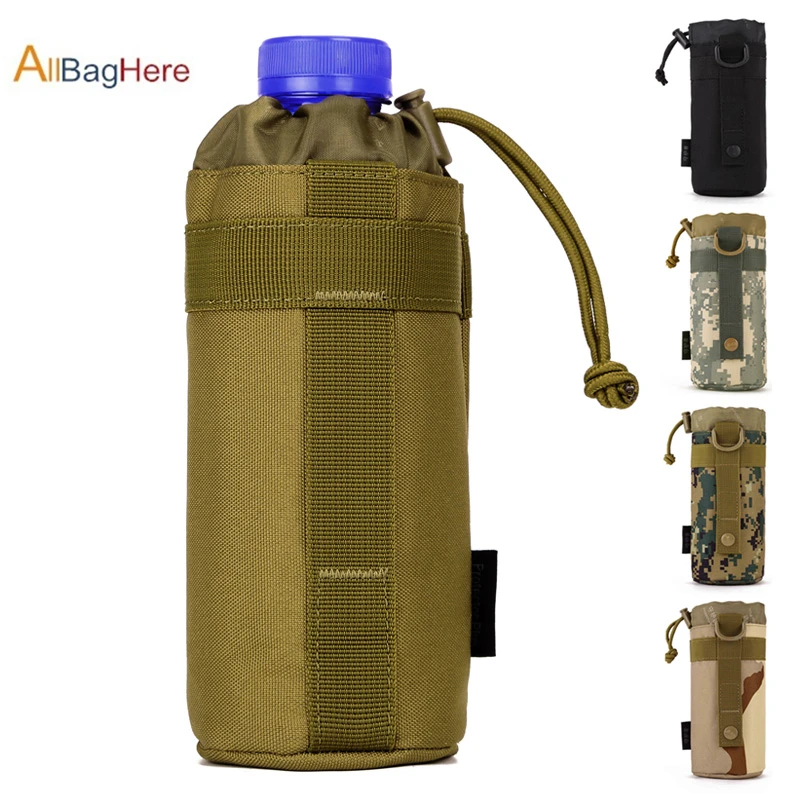 Military Tactical Molle Accessories Kettle Pouch Water Bottle Camouflage Outdoor Camping Travel Hunting Durable Drawstring Bags | Спорт и