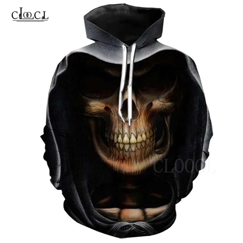 

Skull Hoody Fashion Harajuku Sweatshirt Oversized Tops Women Men Hoodie 3D Printed Pullover Casual Anime Horror Skull Streetwear