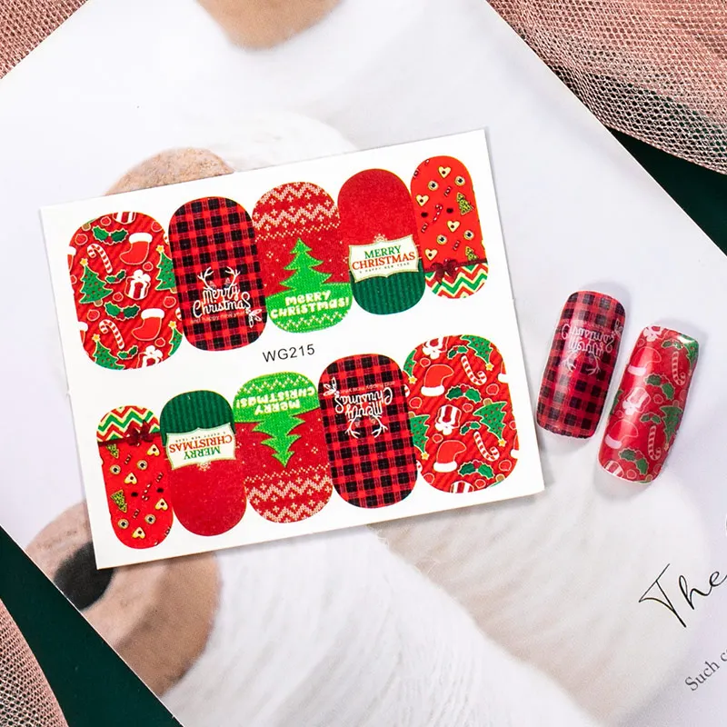 

2020 happy New Year 3D Nail Sticker Santa Claus Slider Christmas Nail Sticker Tree Decal DIY Manicure Accessory Foil