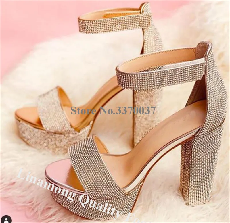 

Босоножки Linamong, серебристые, с ремешком на щиколотке, на толстом каблуке