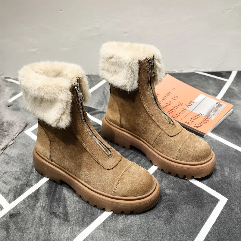 Botas mujer 2019 женская обувь зимние сапоги с шерстью и мехом брендовая натуральная