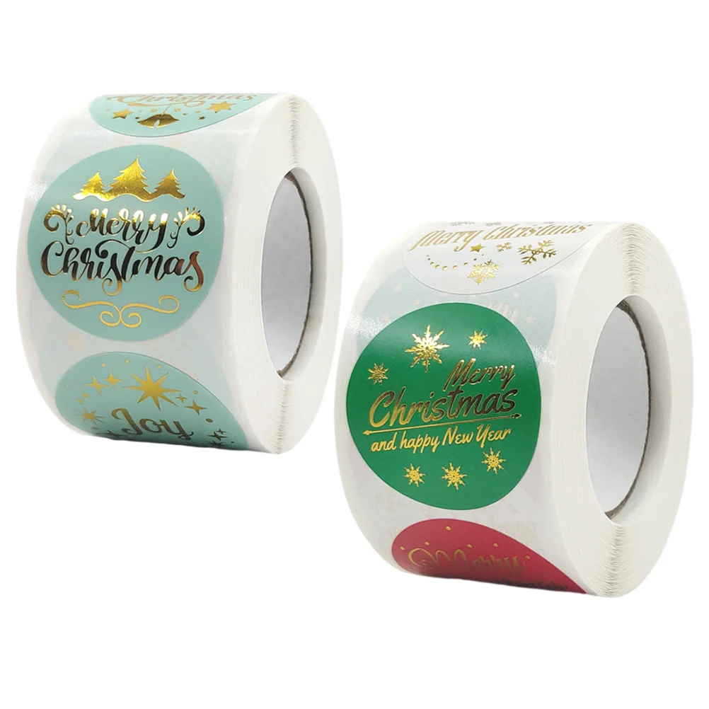 

2 Rolls Christmas Self-adhesive Stickers Gift Decorative Stickers (Assorted Color)
