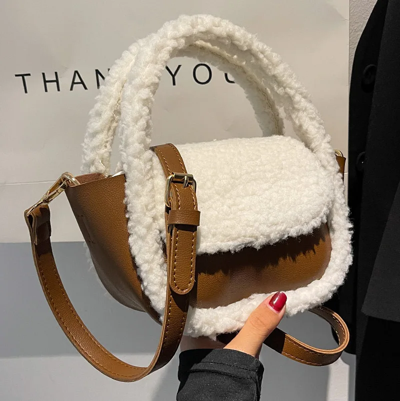 

2021 New Fashion Autumn and Winter Messenger Bag Plush Portable Small Square Bag High-quality Casual All-match Small Bag Female