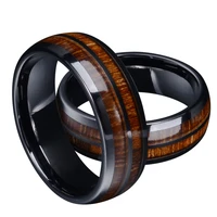 new fashion black tungsten carbide rings inlay hawaiian koa wood abalone shell mens engagement wedding bands anniversary gift