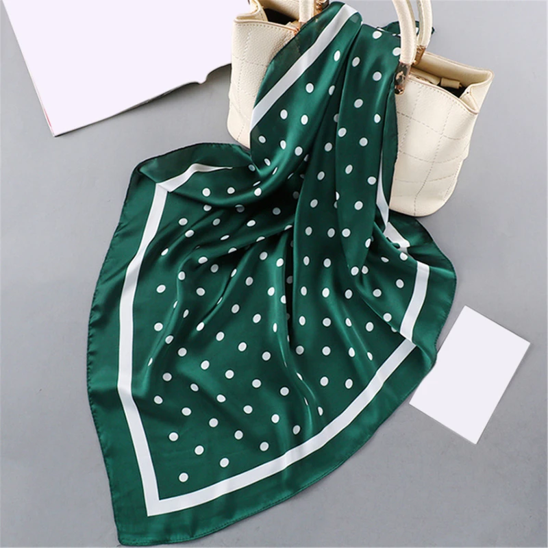 

Fashion Handkerchief Dot Print Silk Satin Neck Scarf For Women Small Shawls Hair Scarfs Female Bag Scarves For Ladies