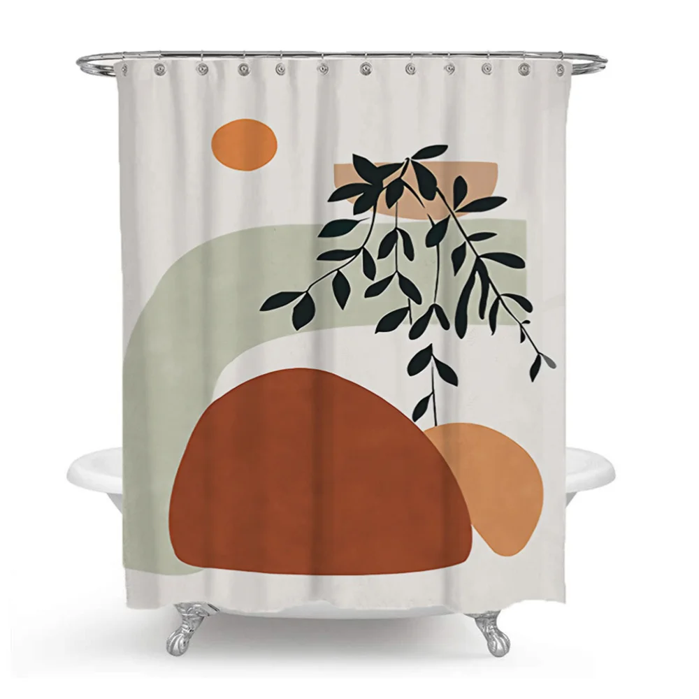

1pc Digital Printing Bath Curtain Machine Washable Comfortable Shower Curtain