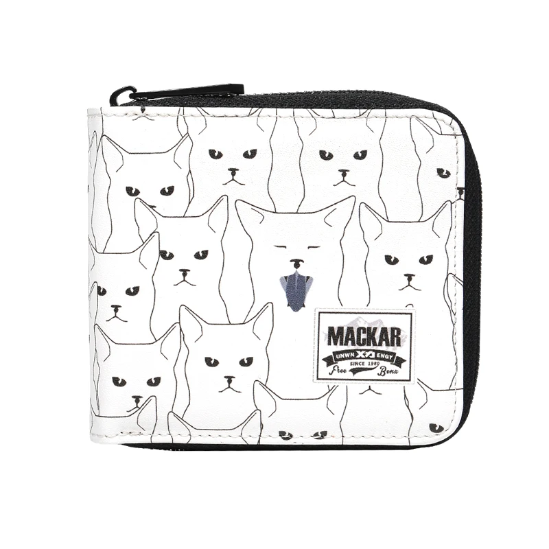 

Mackar Cat Pattern Couple Wallet Men and Women Short Zipper Fresh Mini Cute Small Coin Purse Fashion