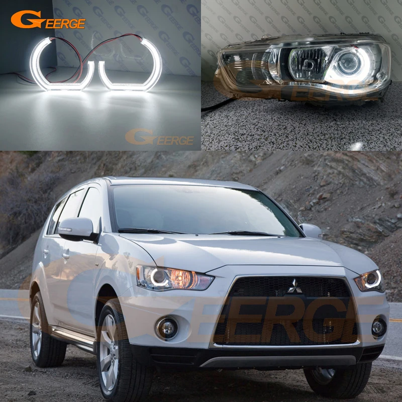 

For Mitsubishi Outlander II 2010 2011 2012 Xenon headlight Excellent DTM Style Ultra bright led Angel Eyes halo ring Car styling