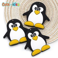 cute idea 1pc animal silicone penguin teether food grade diy baby nursing pacifier chain toys accessories infant teething goods