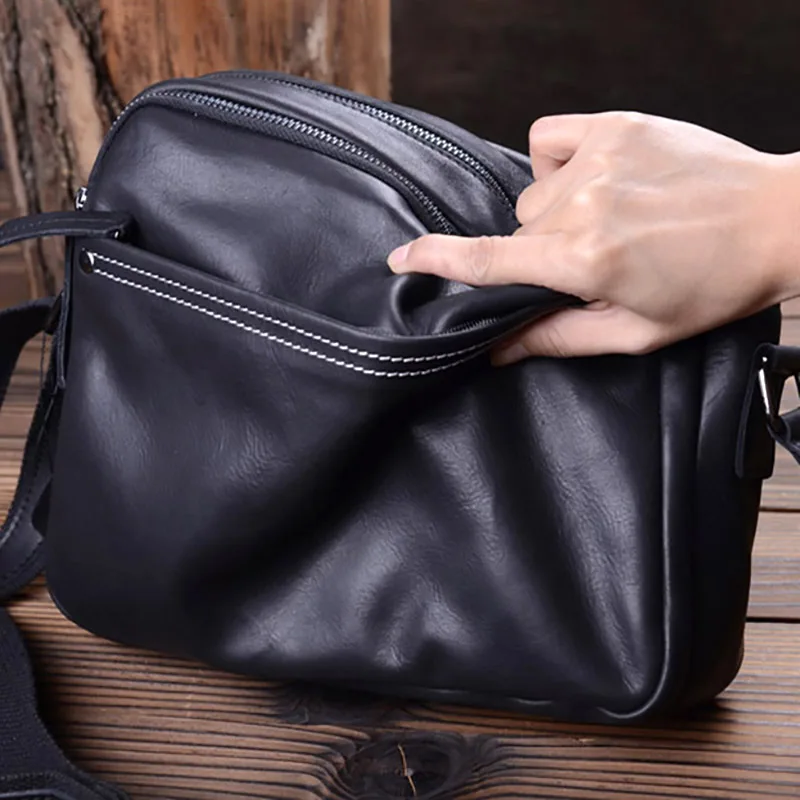 AETOO Leather handmade men's bags head leather slant edifer casual postman large-capacity shoulder |