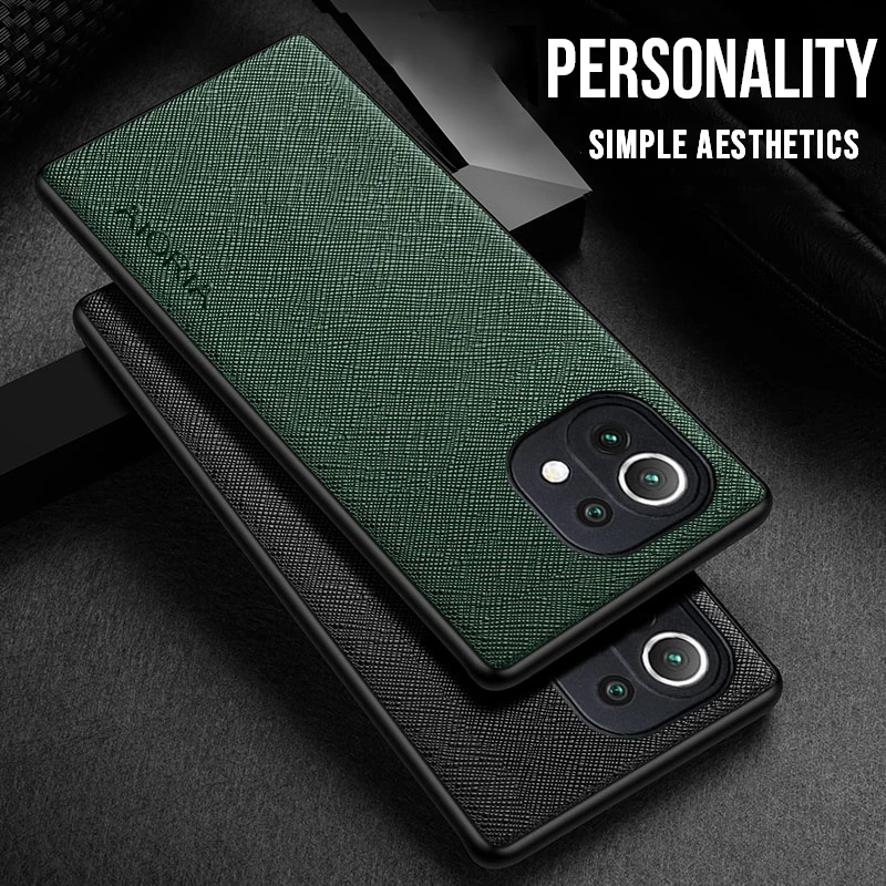 

Case For Xiaomi Mi 11 lite PU Leather Cases Mi11 Lite TPU Around Edge Business High Quality Back Cover