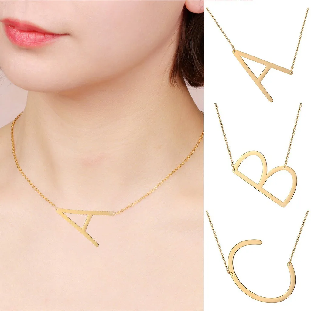 Золотое ожерелье титановая сталь Персиковое сердце с буквами 26 украшения из букв