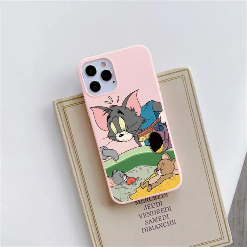 

Cute cartoon anime JER cat mouse TOM Phone Case Candy Color for iPhone 6 6S 7 8 11 12 XS X SE 2020 XR mini pro Plus MAX funda