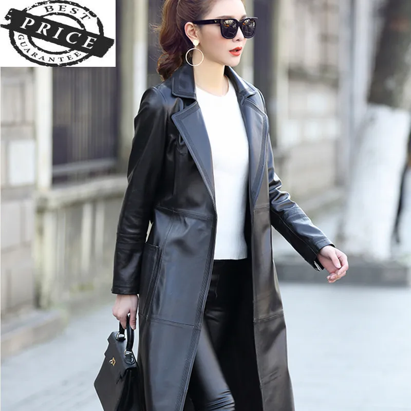

Jackets Genuine Leather Women Long Trench Coat Natural Sheepskin Coat Female Korean Spring Autumn Clothes 2021 LWL15aa