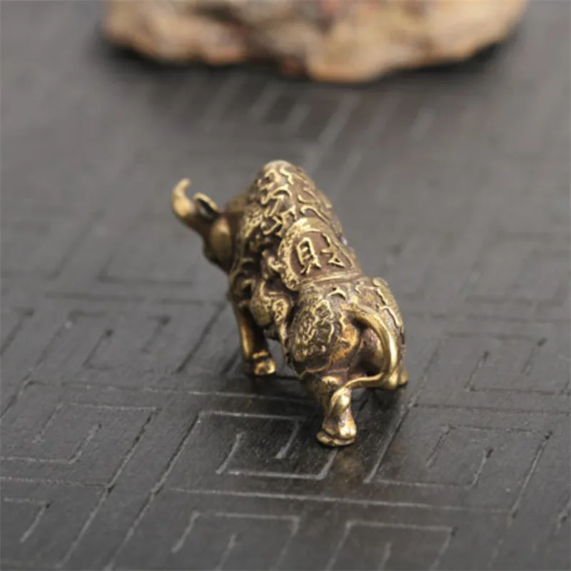 Латунная статуя на удачу коррида медная миниатюрная статуэтка животного офисный