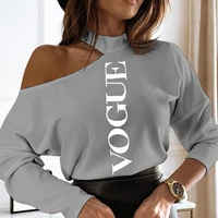 women tops sexy off shoulder autumn t shirts casual letter print long sleeve shirt women o neck pullover tops fashion street tee