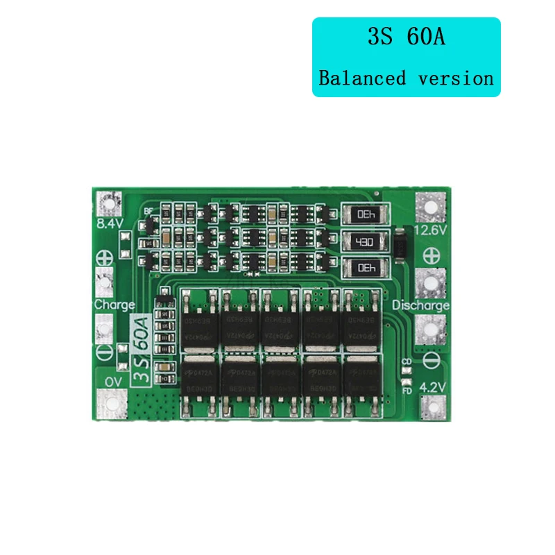 Защитная плата зарядного устройства литий-ионной батареи 3S 4S 40A60A 18650 BMS для