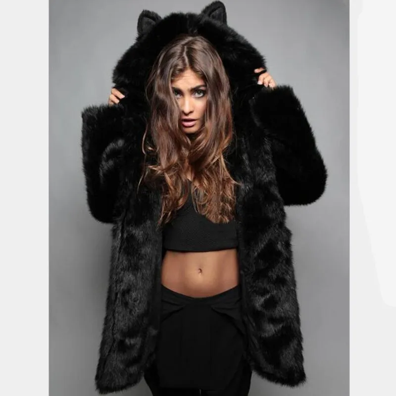 2019 большой размер Новое модное зимнее пальто женское Имитация лисьего меха с