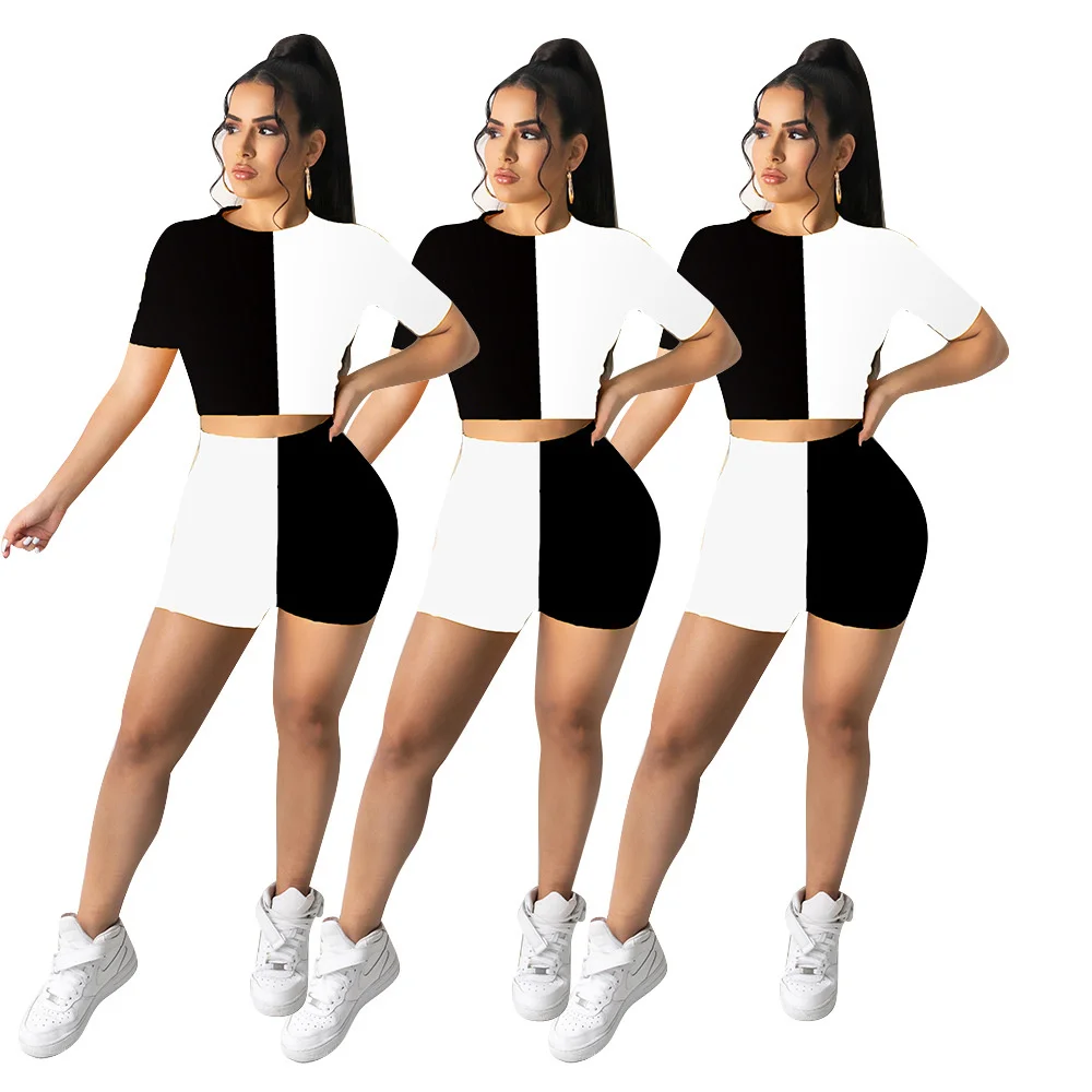 

Женский спортивный костюм, футболка с коротким рукавом и шорты, повседневный велосипедный костюм для активного отдыха, лето 2021