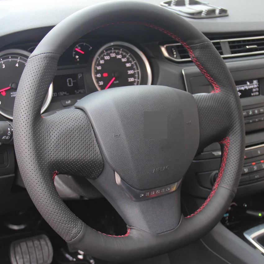 Черный PU искусственная кожа чехол на руль для Citroen C3 C3-XR- C4- peugeot 408- Traveller