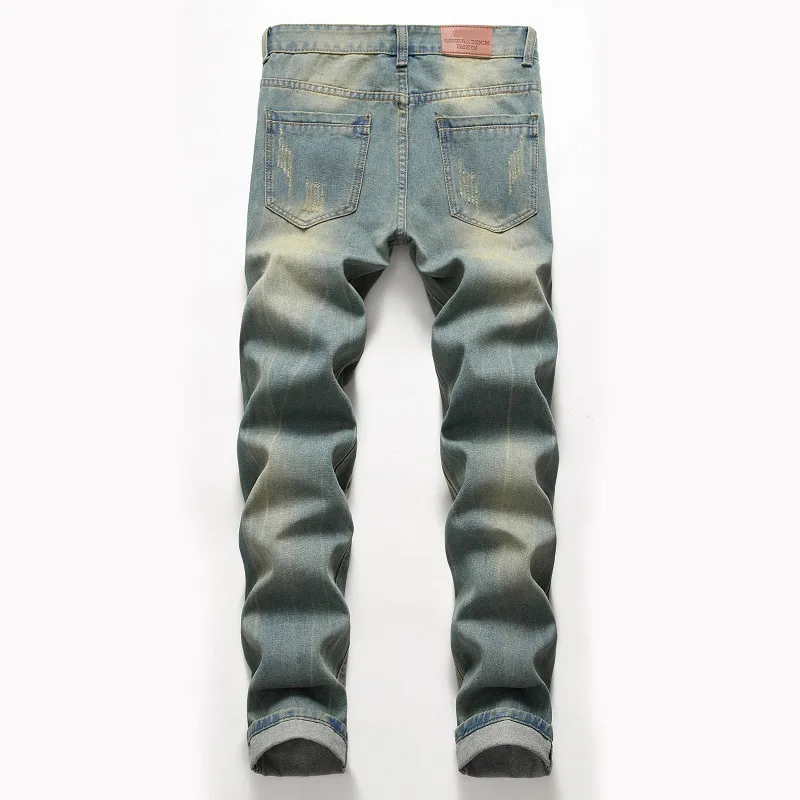 

2021 ripped jeans men's old straight retro four-color trendy pants Men trousers Jeans for men pants