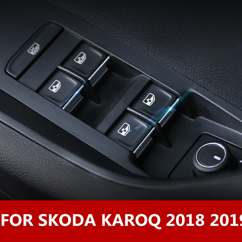 Для SKODA KAROQ 2018 2019 автомобильный стеклоподъемник кнопка включения крышка наклейка