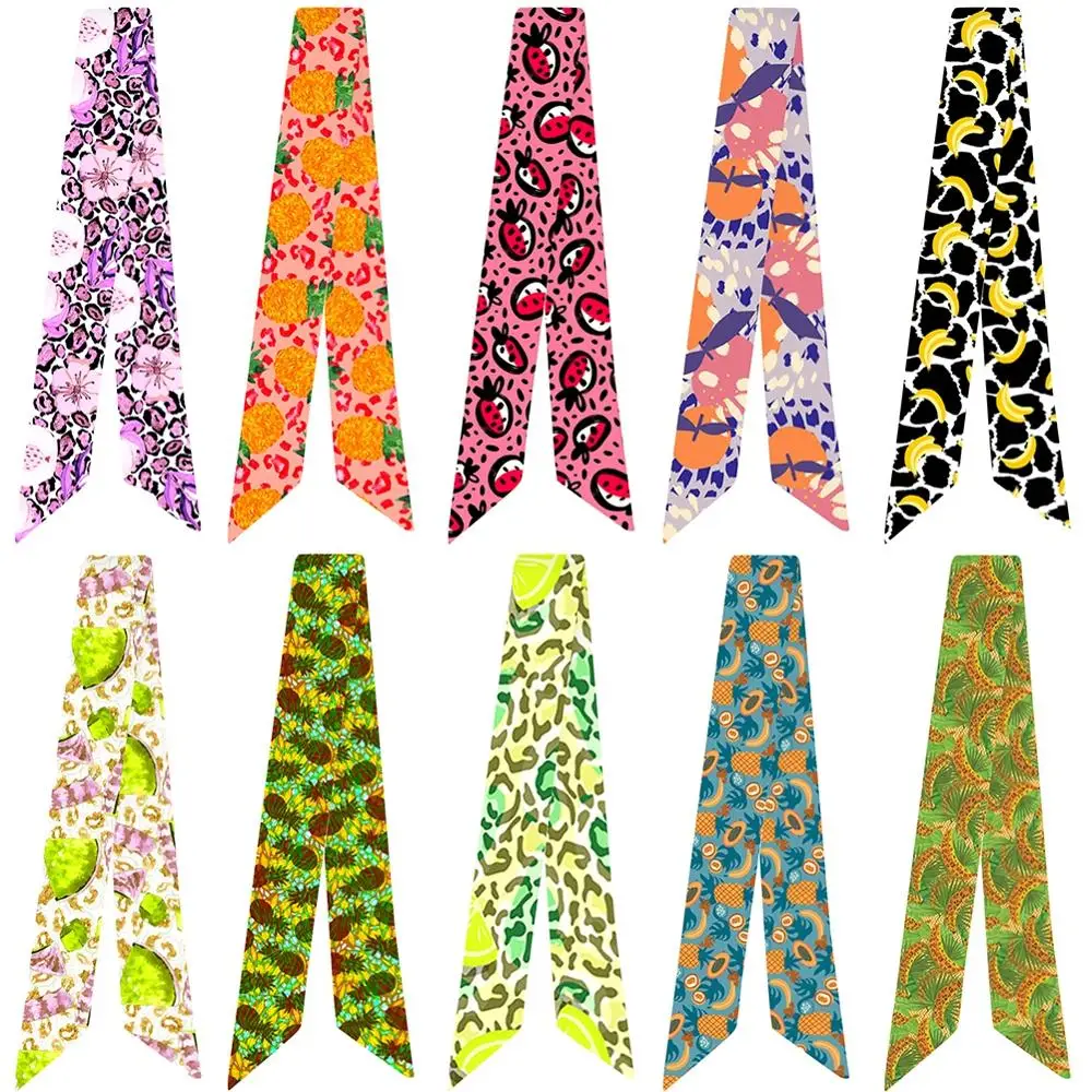 

Креативный принт с фруктами, различные мешок ручки привязаны сумка шарф небольшой шарф Для женщин воротник расшит сатин платок носовой пла...