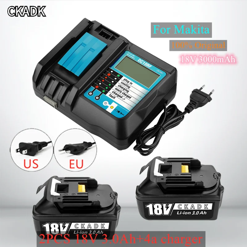

With 18v 4A Charger BL1860 Rechargeable Battery 18 V 3000mAh Lithium Ion for Makita 18v Battery BL1840 BL1850 BL1830 BL1860B
