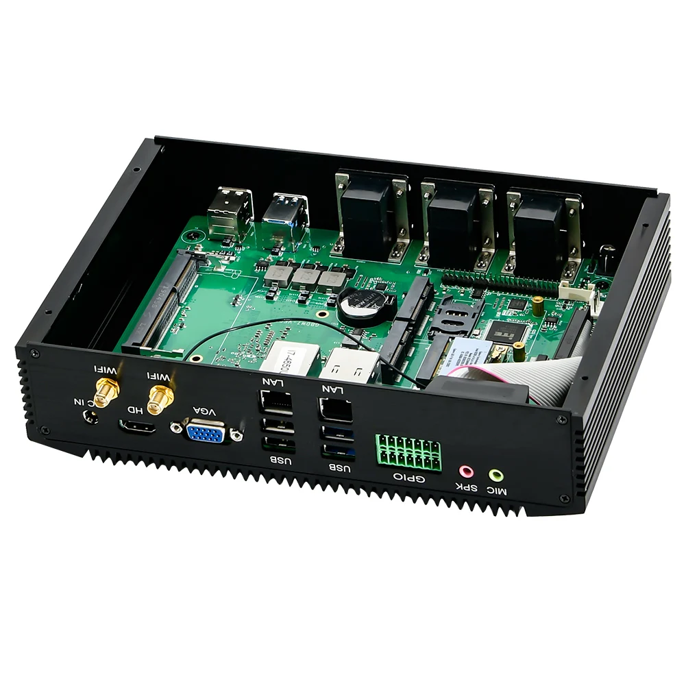 Kaufen HUNSN Industrielle PC,Fanless Mini Computer, IPC,Intel Core I5 4200U, Windows 10 Pro/Linux,MA05I,WiFi/2LAN/GPIO/6COM RS232 422 485