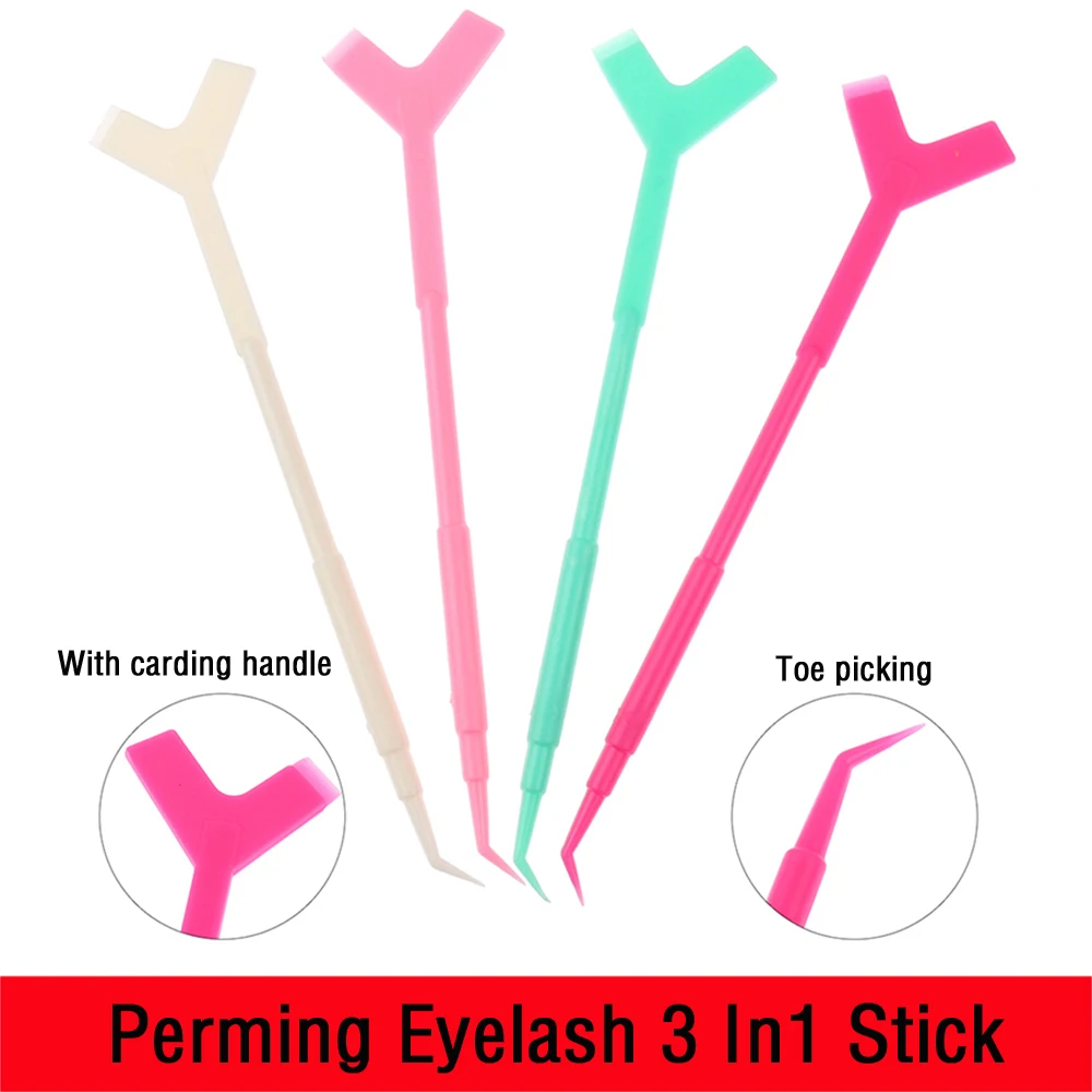 

5pcs 3 In1 Eyelash Perming Sticks Lashes Extension Tool Curlers Eyelash Plastic Hot Glue Y Shape Comb Brush Makeup Accessories