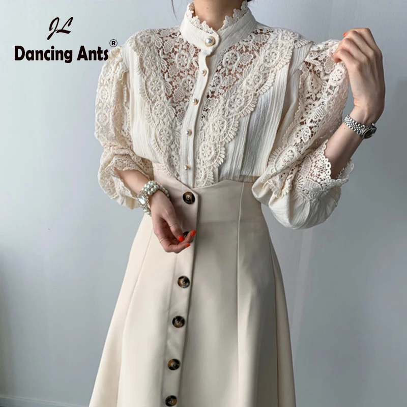 Женские комплекты с воротником стойкой и длинными рукавами кружевные лоскутные