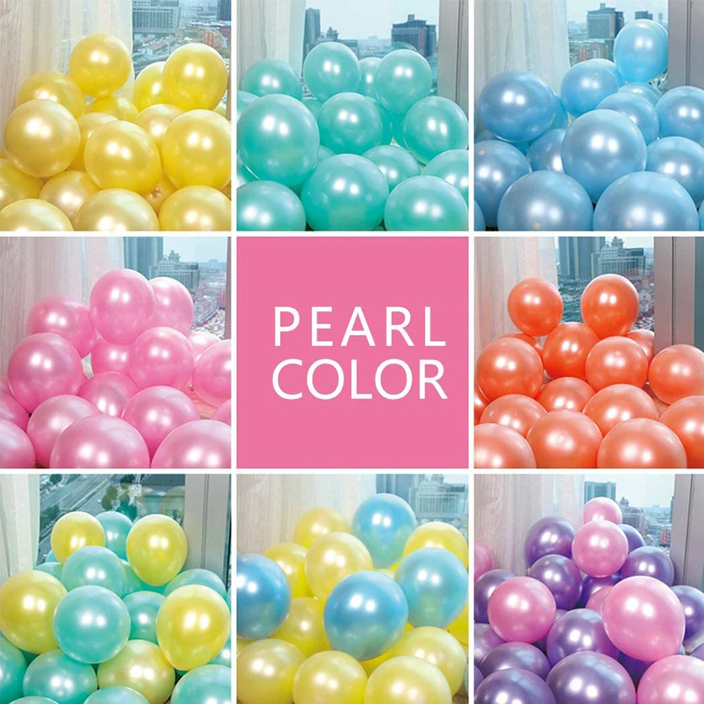 

120Pcs 12inch Mixed Color Round Pearlescent Latex Balloon Happy Birthday Party Balloon Wedding Party Decoration Kids Air Balls
