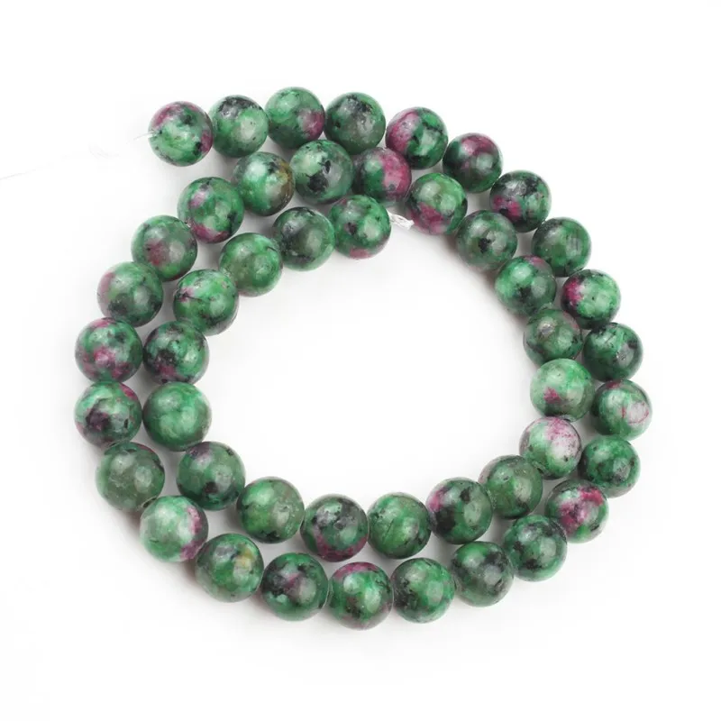 AAA+ Epidote Zoisite Tourmaline Dye Color Stone Beads Round Loose Spacer For Jewelry Making DIY Bracelet 6/8/10/12 mm 15&quot | Украшения и