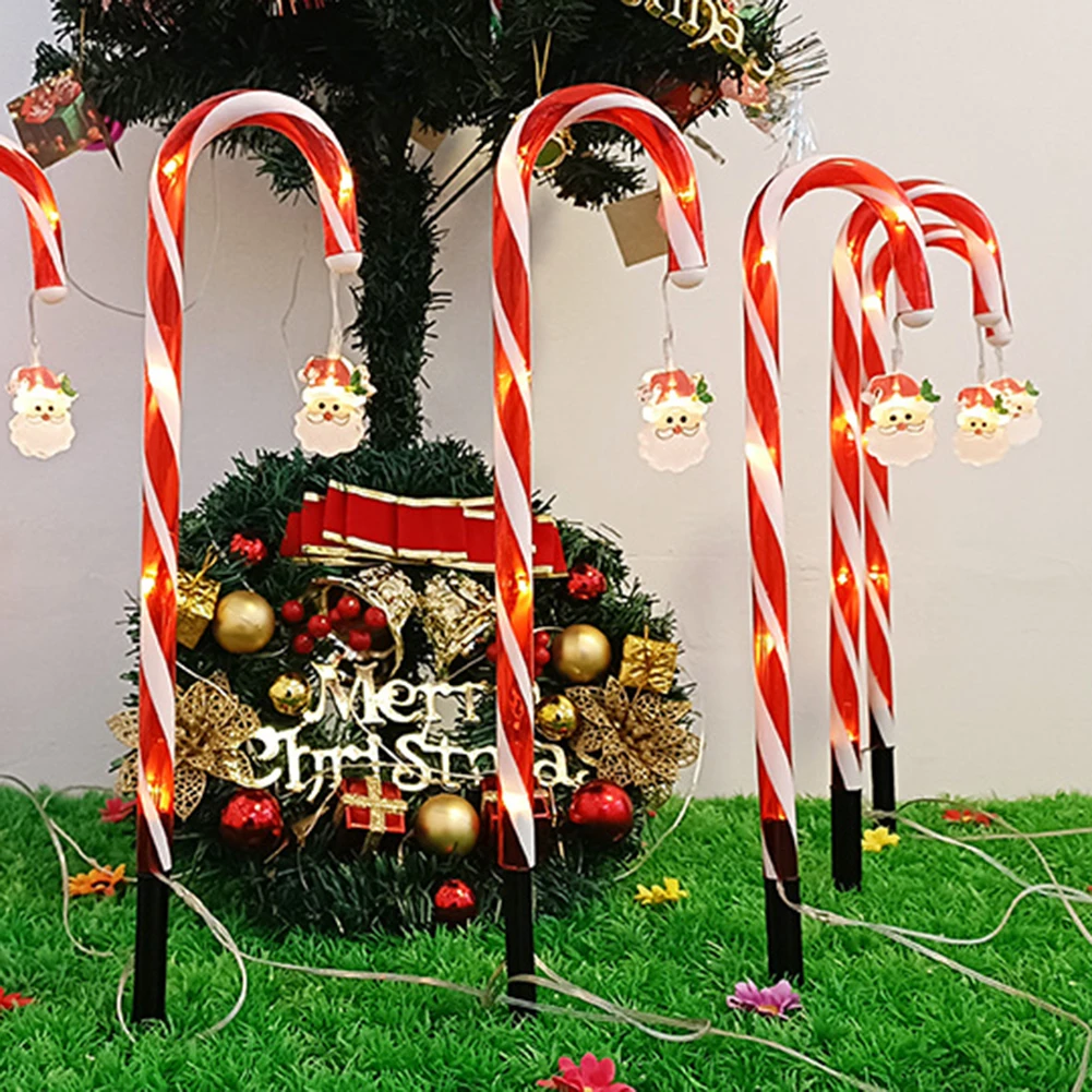 

8 Pack Solar Candy Cane Lights Outdoor Christmas Decorations Waterproof LED Garden Pathway Lawn Light Xmas New Year's Decor 2022